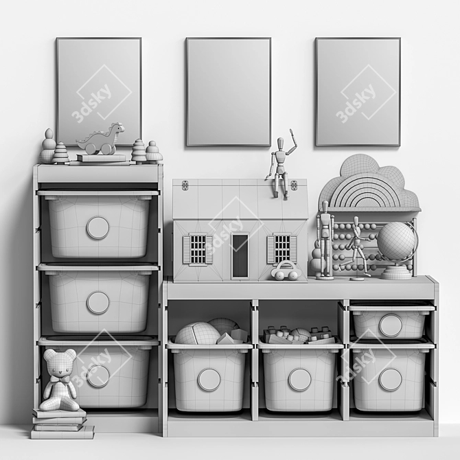 Kids Furniture & Decor Set 3D model image 13