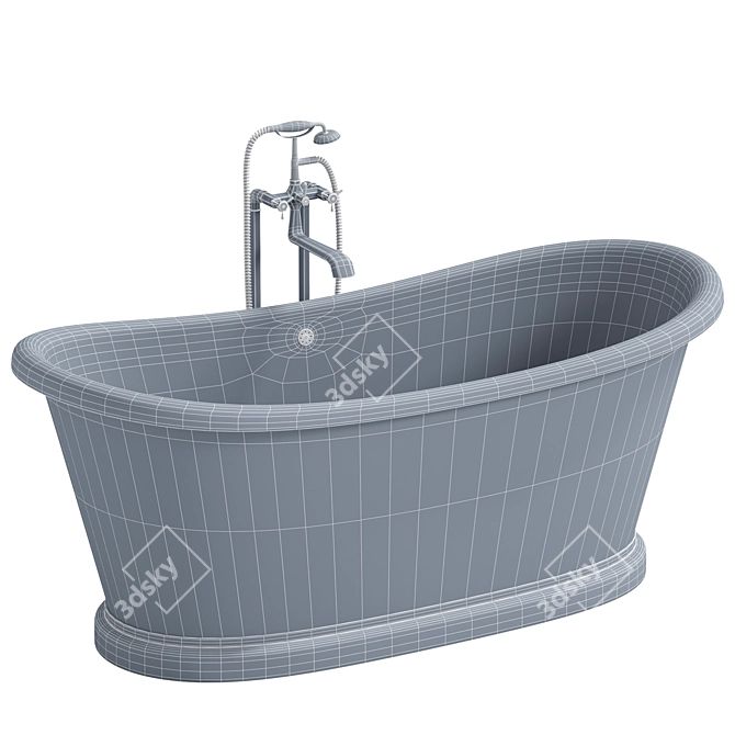 Sleek Ellington Matte Stone Bathtub 3D model image 4