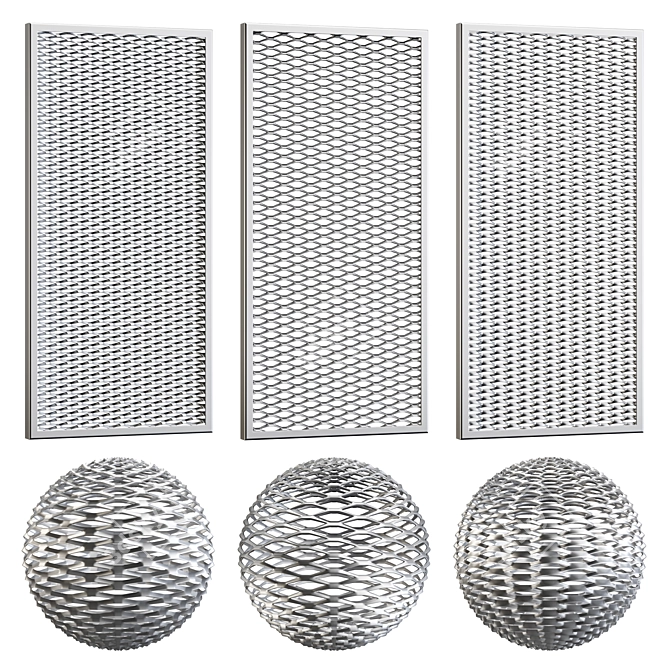 Metal Mesh Panel Set 3D model image 1