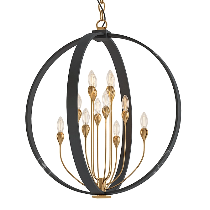 Sleek 12-Light Chandelier - Modern 3D model image 1