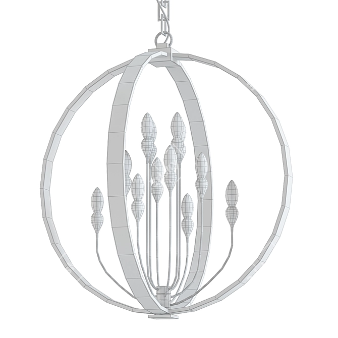 Sleek 12-Light Chandelier - Modern 3D model image 2
