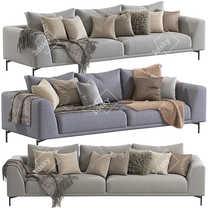 Modern Hollywood Sofa Set 3D model image 1