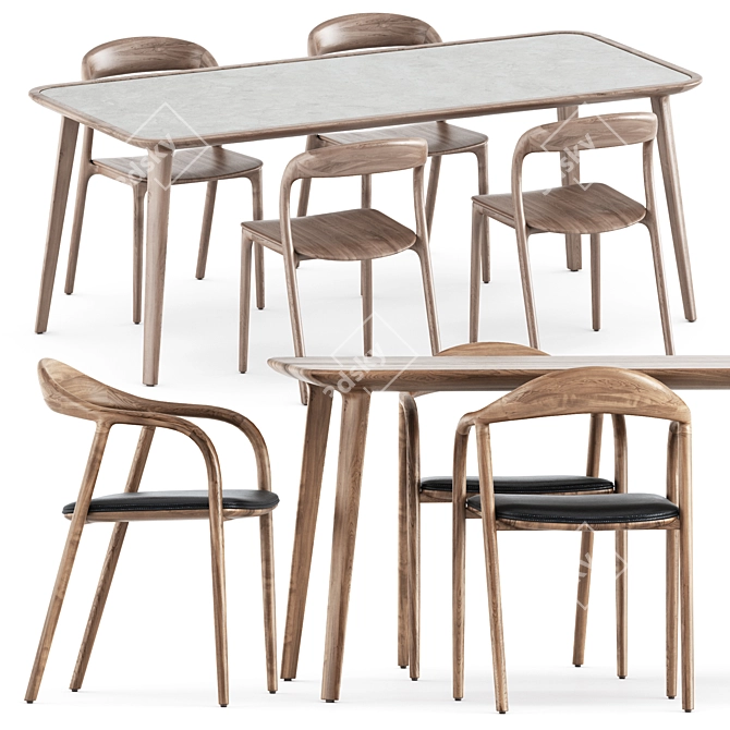 Modern Comfort: Neva Chairs & Kalota Table 3D model image 1