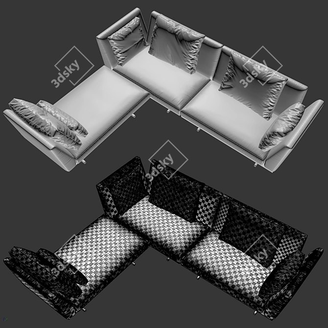 Sleek Flexform Evergreen Sofa 3D model image 5