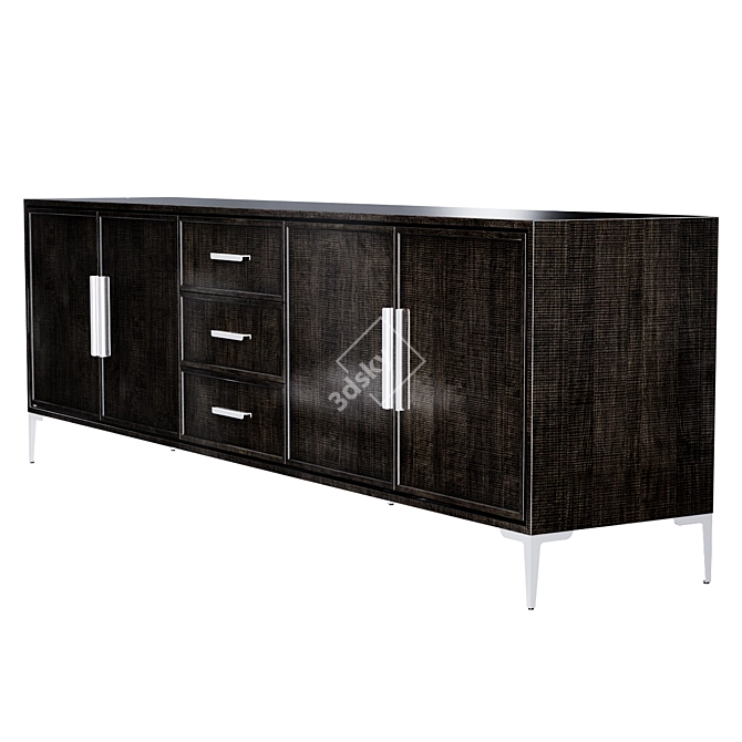 Modern Platan Wood Sideboard with Stainless Steel Legs 3D model image 3