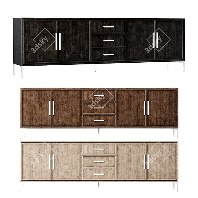 Modern Platan Wood Sideboard with Stainless Steel Legs 3D model image 5