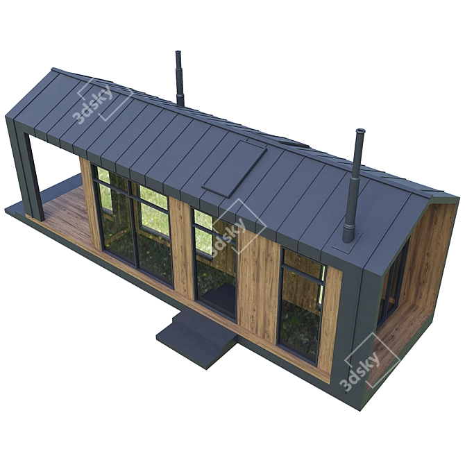 Rustic Barnhouse Container House 3D model image 1