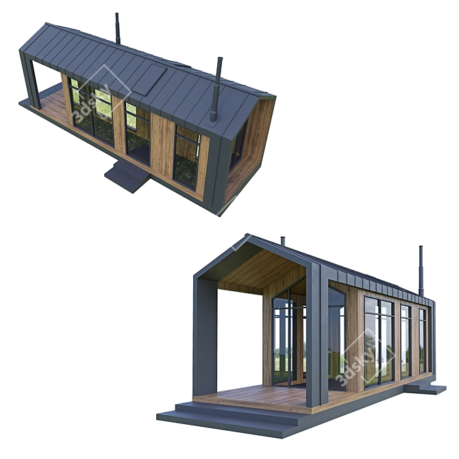 Rustic Barnhouse Container House 3D model image 4