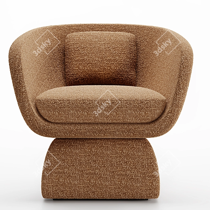 Bouclé Curved Oscar Armchair 3D model image 1