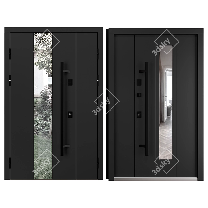 UFO Black Entry Door Set 3D model image 3