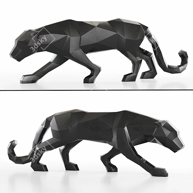 Geometric Black Leopard Figurine Decor 3D model image 1