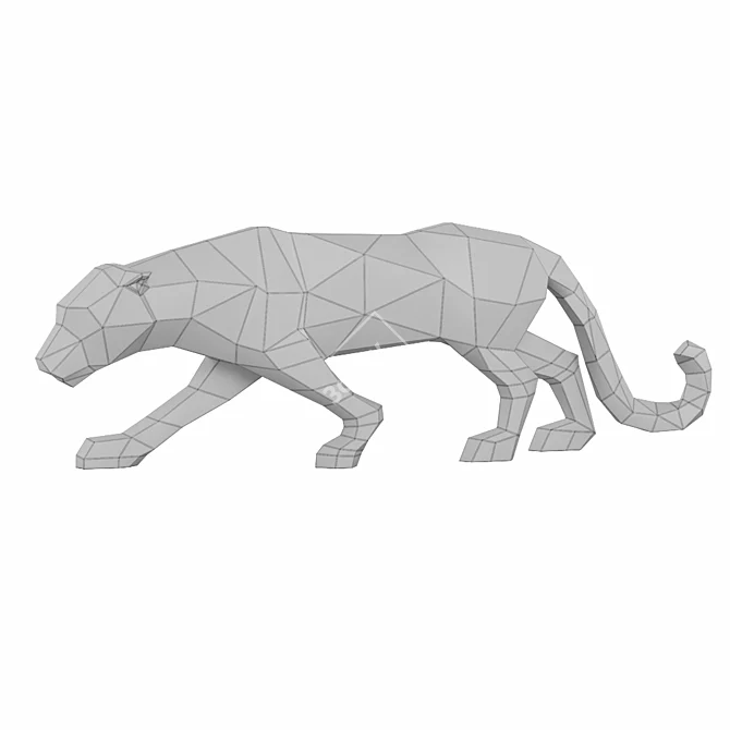 Geometric Black Leopard Figurine Decor 3D model image 2