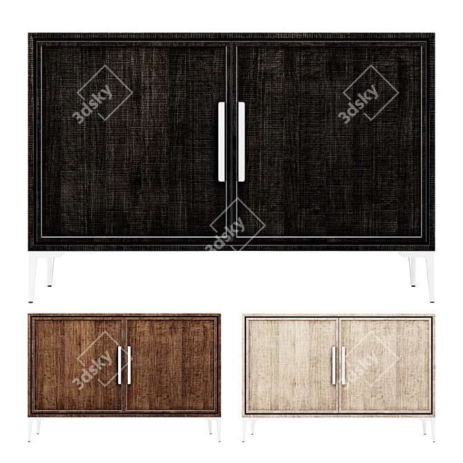 Handcrafted Modern Buffet with Platan Veneer 3D model image 1