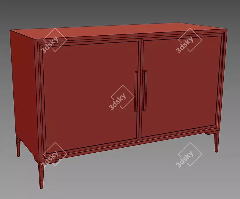 Handcrafted Modern Buffet with Platan Veneer 3D model image 5