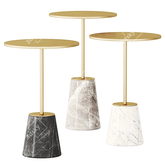 Elegant Stone Metal Side Table 3D model image 1