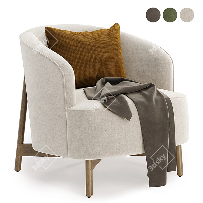 Elegant Copine Fabric Armchair: 3 Color Choices 3D model image 1