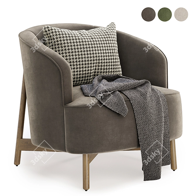 Elegant Copine Fabric Armchair: 3 Color Choices 3D model image 2