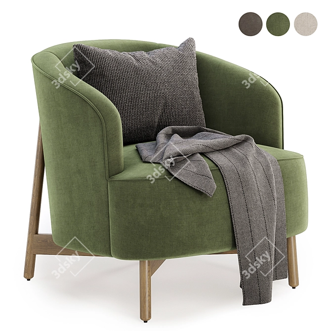 Elegant Copine Fabric Armchair: 3 Color Choices 3D model image 3