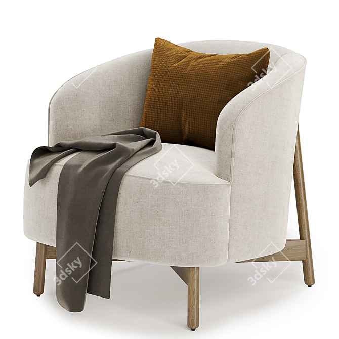 Elegant Copine Fabric Armchair: 3 Color Choices 3D model image 4