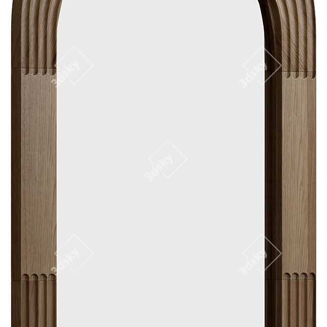 Elegant Wood Textured Oval Mirror 3D model image 4