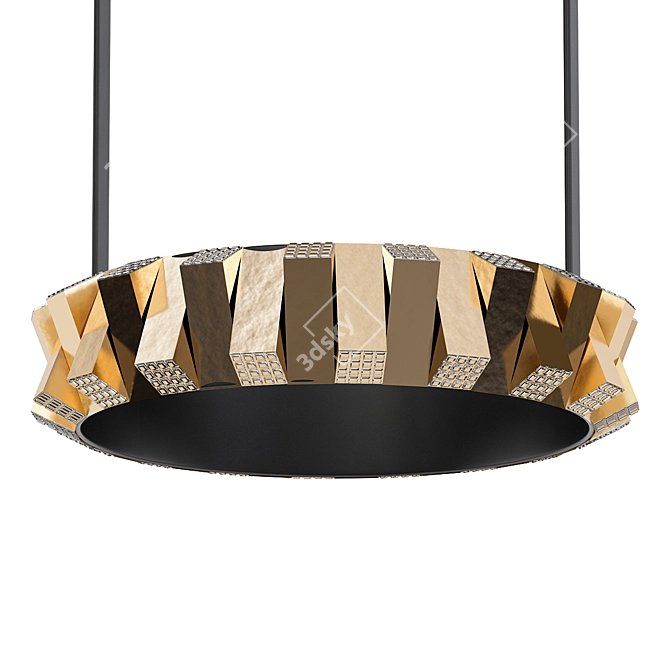 Circular Gold Rotus Chandelier 3D model image 1