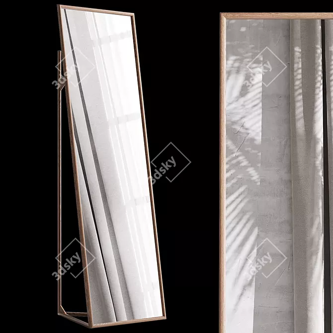 Zindlo Walnut Framed Psyche Mirror 3D model image 1