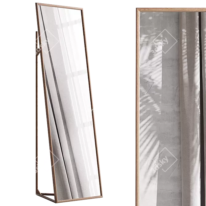 Zindlo Walnut Framed Psyche Mirror 3D model image 7