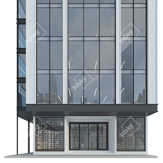 Detailed Modern Office Building Model 3D model image 4