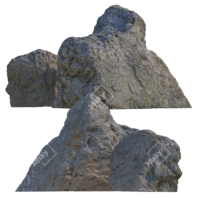 Granite Stones Set for Landscaping 3D model image 6