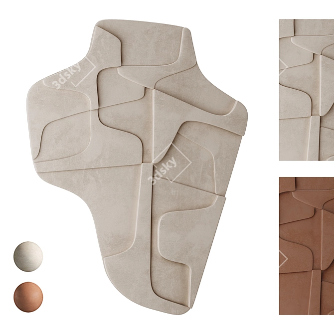 Abstract Relief Artwork in 2 Colors 3D model image 1