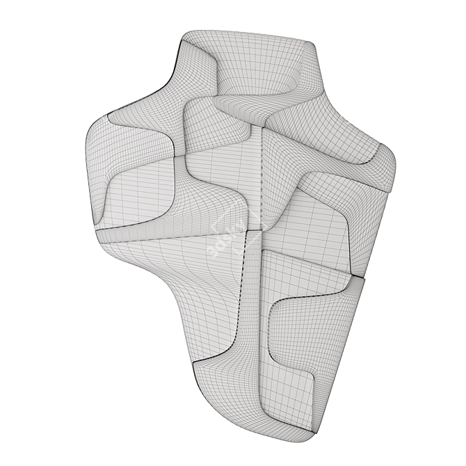 Abstract Relief Artwork in 2 Colors 3D model image 4