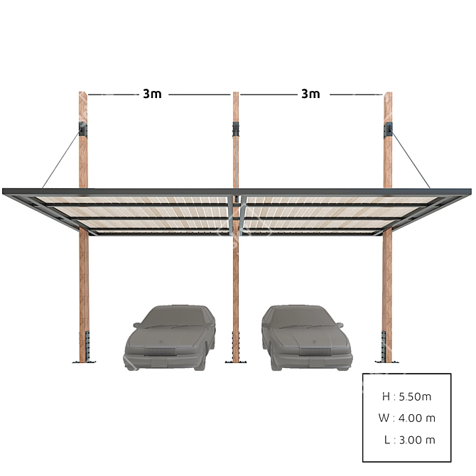 Expandable Modern Wooden Canopy 3D model image 6