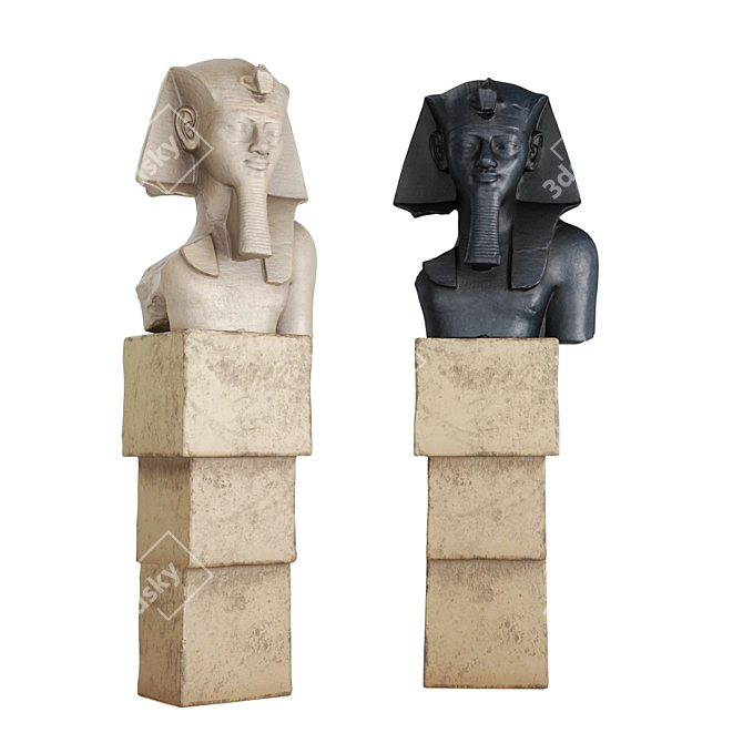 Royal Hieroglyphic Pharaoh Bust 3D model image 3
