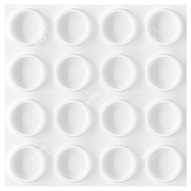 3D Gypsum Rings Wall Panel 3D model image 4