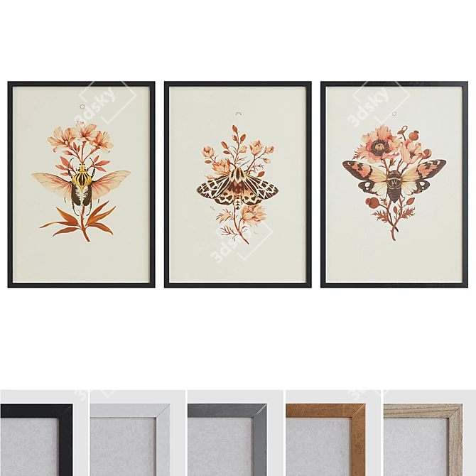 Modern Insect & Plant Picture Frame Set 3D model image 1