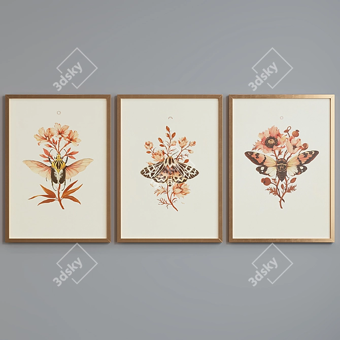 Modern Insect & Plant Picture Frame Set 3D model image 2