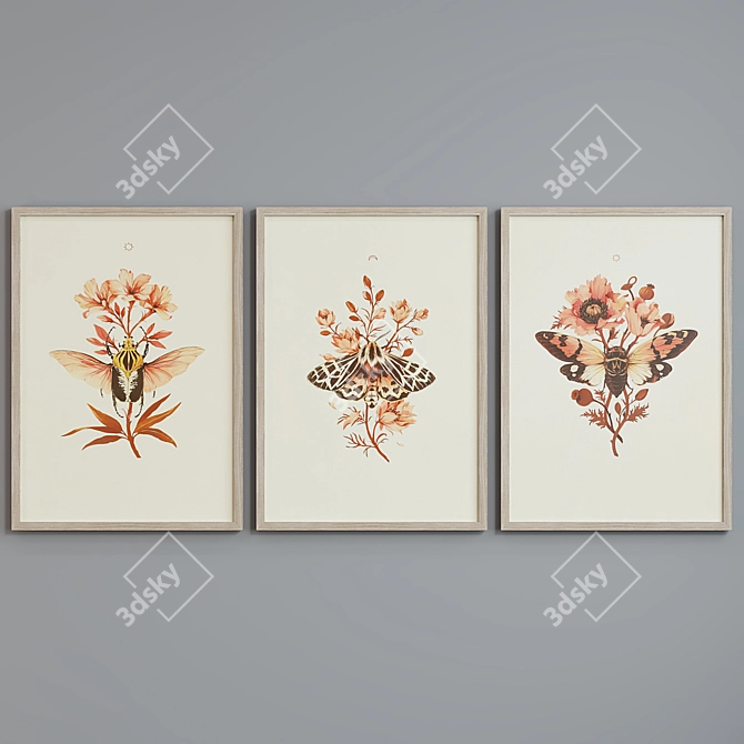 Modern Insect & Plant Picture Frame Set 3D model image 3