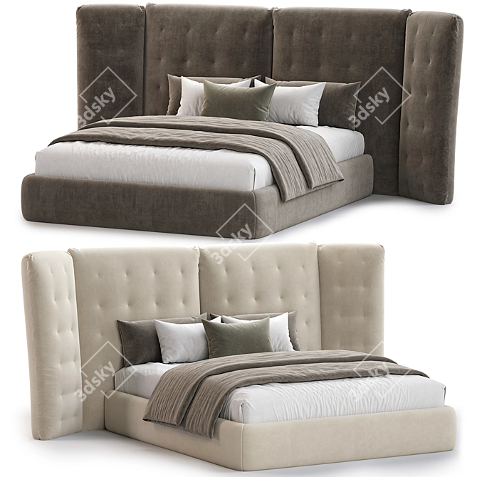 Elegant Angle Bed by Flou 3D model image 1