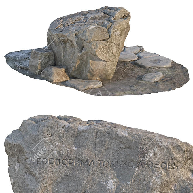 Large Stone for Park Landscaping 3D model image 1