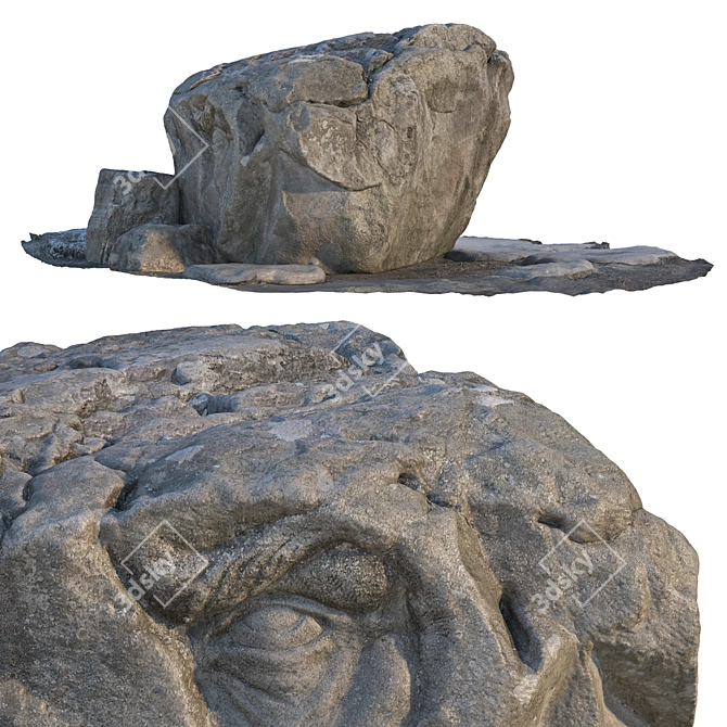 Large Stone for Park Landscaping 3D model image 2