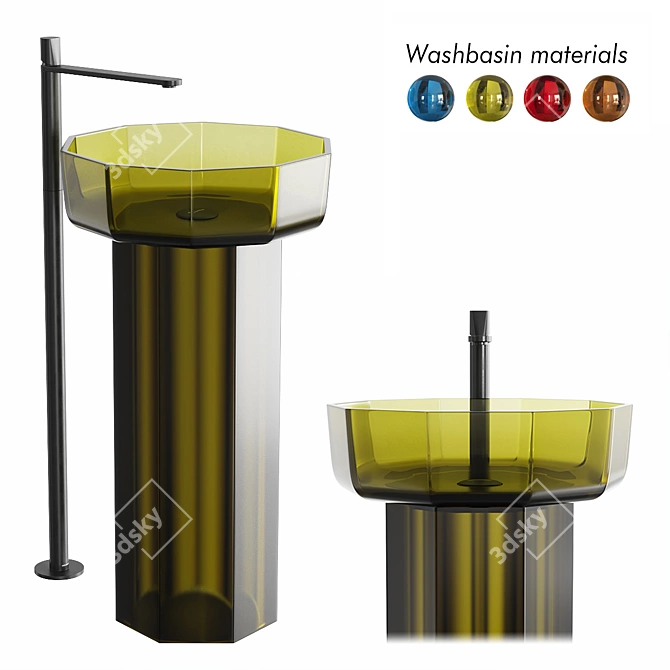 Luxury Opale Freestanding Washbasin Set 3D model image 1
