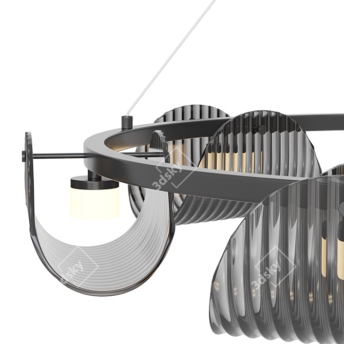 Smoke Glass LED Ring Chandelier 3D model image 3