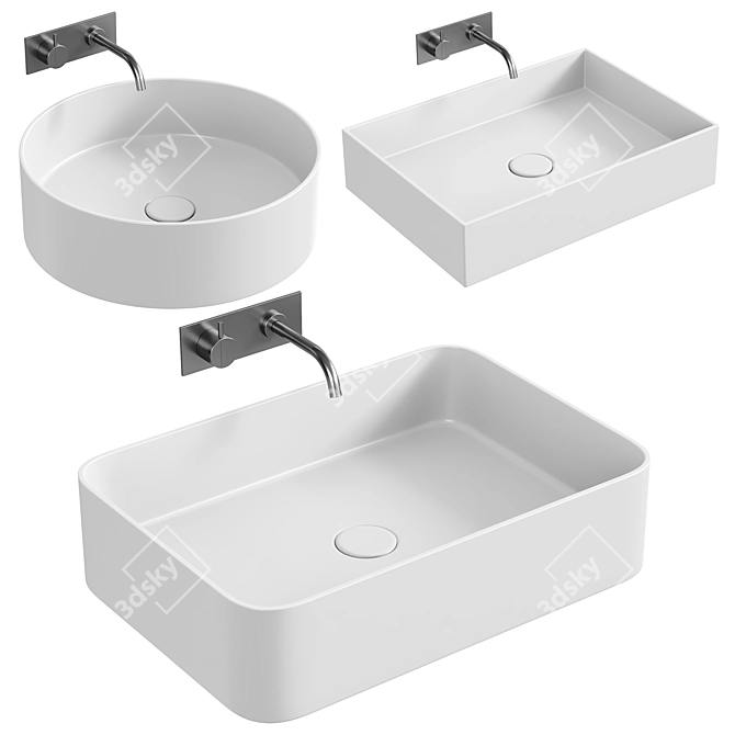 Scandinavian Design Stockholm Washbasins 3D model image 1