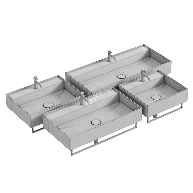 HIDE Wall-Mounted Ceramic Washbasin 3D model image 5