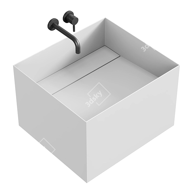 Modern Wall-Mounted Metal Washbasin 3D model image 2