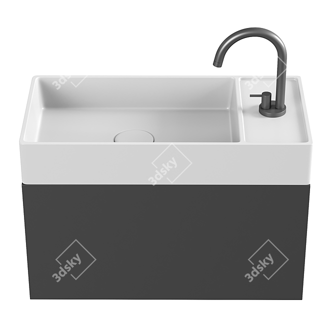 Modern Rectangular Wall Basin 3D model image 2