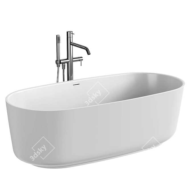 Elegant Oval Freestanding Bathtub 3D model image 1