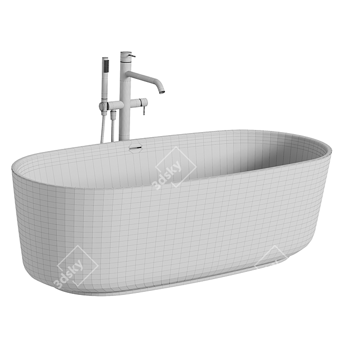 Elegant Oval Freestanding Bathtub 3D model image 3