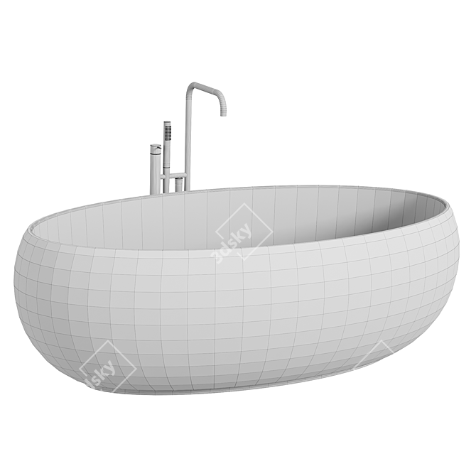 Luxury Rosenborg Oval Freestanding Bathtub 3D model image 3