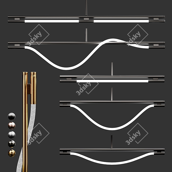 Modern Pendant Lamp Set (6 lights) 3D model image 1